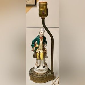 WWII Era Antique Occupied Japan MORIYAMA Porcelain Figurine Brass Lamp